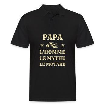 t shirt papa motard mythe humour moto homme biker - Polo Homme - noir - Devant - Kai (181cm)