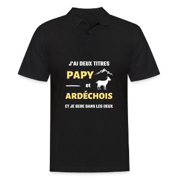 papy ardechois humour ardeche homme humoristique - Polo Homme - noir - Devant - Kai (181cm)