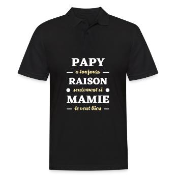 papy a toujours raison mamie humour papi drole - Polo Homme - noir - Devant - Kai (181cm)