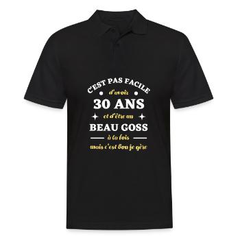 beau goss 30 ans humour anniversaire cadeau homme - Polo Homme - noir - Devant - Kai (181cm)