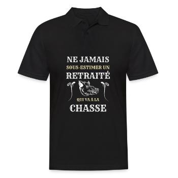 retraite chasse homme humour chasseur cadeau papy - Polo Homme - noir - Devant - Kai (181cm)
