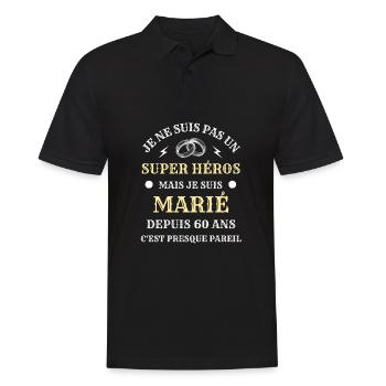 60 ans de mariage homme humour marié cadeau drôle - Polo Homme - noir - Devant - Kai (181cm)