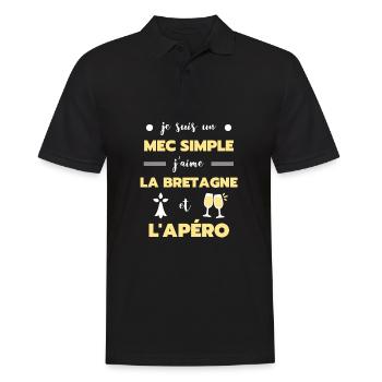 mec simple bretagne apéro humour breton cadeau - Polo Homme - noir - Devant - Kai (181cm)