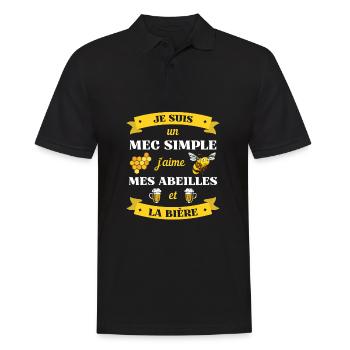 mec simple abeilles biere humour apiculteur homme - Polo Homme - noir - Devant - Kai (181cm)
