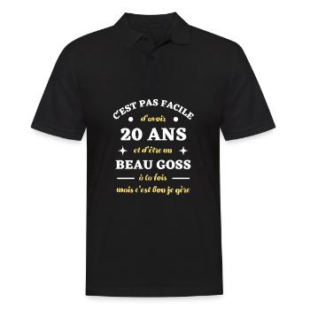 beau goss 20 ans homme anniversaire cadeau humour - Polo Homme - noir - Devant - Kai (181cm)