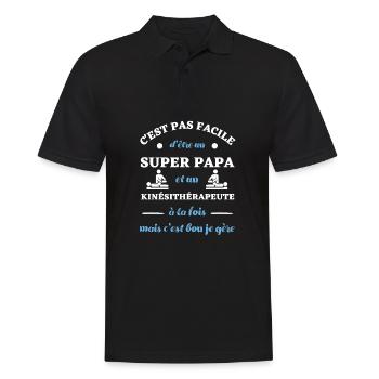 c est pas facile papa kiné humour kinésithérapeute - Polo Homme - noir - Devant - Kai (181cm)