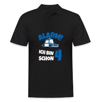 Kindergeburtstag Polizist 4 Jahre Kinder Polizei - Männer Poloshirt - Schwarz - Vorne - Kai (181cm)