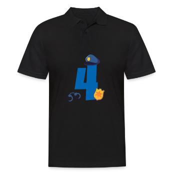 Kindergeburtstag Polizist 4 Jahre Kinder Polizei - Männer Poloshirt - Schwarz - Vorne - Kai (181cm)