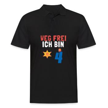 Kindergeburtstag Polizist 4 Jahre Kinder Polizei - Männer Poloshirt - Schwarz - Vorne - Kai (181cm)