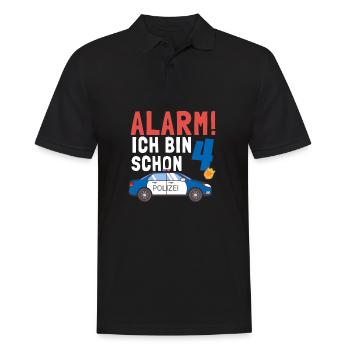 Kindergeburtstag Polizist 4 Jahre Kinder Polizei - Männer Poloshirt - Schwarz - Vorne - Kai (181cm)