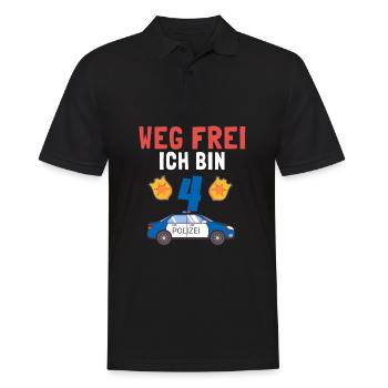 Kindergeburtstag Polizist 4 Jahre Kinder Polizei - Männer Poloshirt - Schwarz - Vorne - Kai (181cm)