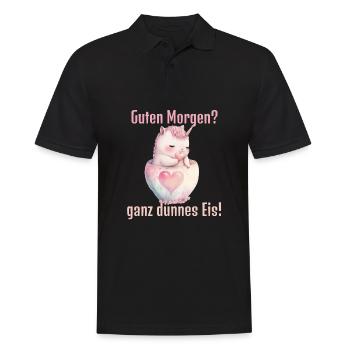 Guten Morgen ganz dünnes Eis! Morgenmuffel Spruch - Männer Poloshirt - Schwarz - Vorne - Kai (181cm)
