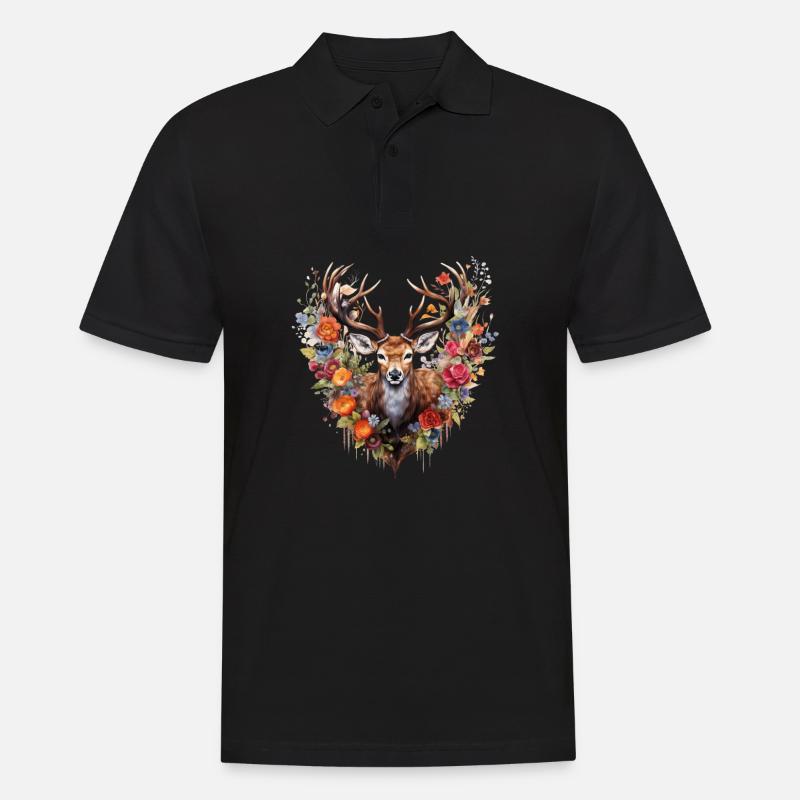 Ersatz Dirndl Hirschgeweih Hirsch - Männer Poloshirt - Schwarz