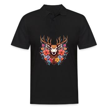 Ersatz Dirndl Hirschgeweih Hirsch - Männer Poloshirt - Schwarz - Vorne - Kai (181cm)