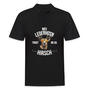 Trachten Bayrischer Dialekt Hirsch - Männer Poloshirt - Schwarz - Vorne - Kai (181cm)
