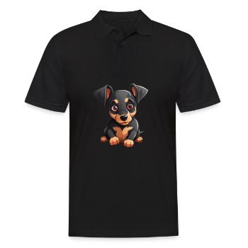 Dog Lover Dobermann Pinscher Hund Valentinstag - Männer Poloshirt - Schwarz - Vorne - Kai (181cm)
