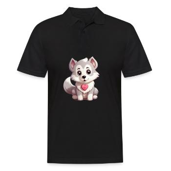 Husky chien amant maman et papa Saint-Valentin - Polo Homme - noir - Devant - Kai (181cm)