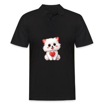 Poméranie chien maman Saint-Valentin - Polo Homme - noir - Devant - Kai (181cm)
