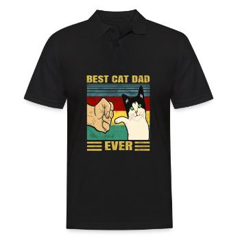 Mens Vintage Best Cat Dad Ever Gift T-Shirt - Men's Polo Shirt - black - Front - Kai (181cm)