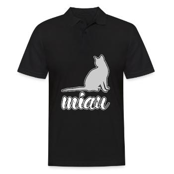 Katze miau - Männer Poloshirt - Schwarz - Vorne - Kai (181cm)
