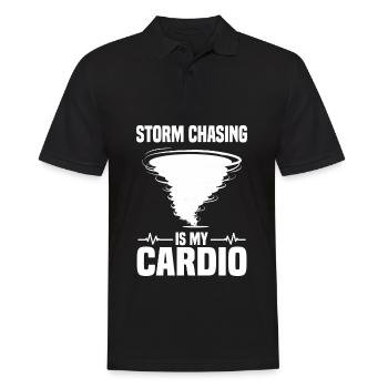 Sturmjäger Sprüche | Gewitter Meteorologe Geschenk - Männer Poloshirt - Schwarz - Vorne - Kai (181cm)