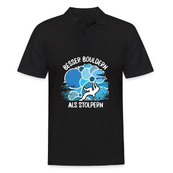 Vintage Bouldern Boulderer Klettern Kletterer - Männer Poloshirt - Schwarz - Vorne - Kai (181cm)
