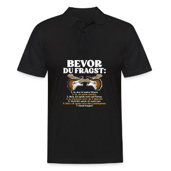 Bevor Du Fragst Gitarren Nie Genug Gitarren - Männer Poloshirt - Schwarz - Vorne - Kai (181cm)