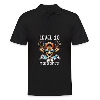 Level 10 Freigeschaltet Gamer Geburtstag Gaming - Männer Poloshirt - Schwarz - Vorne - Kai (181cm)