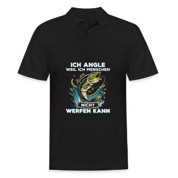 Ich Angle Weil Ich Menschen Nicht Werfen Kann - Männer Poloshirt - Schwarz - Vorne - Kai (181cm)