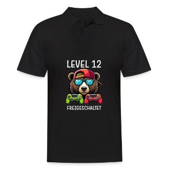Level 12 Freigeschaltet Gamer Geburtstag Gaming - Männer Poloshirt - Schwarz - Vorne - Kai (181cm)