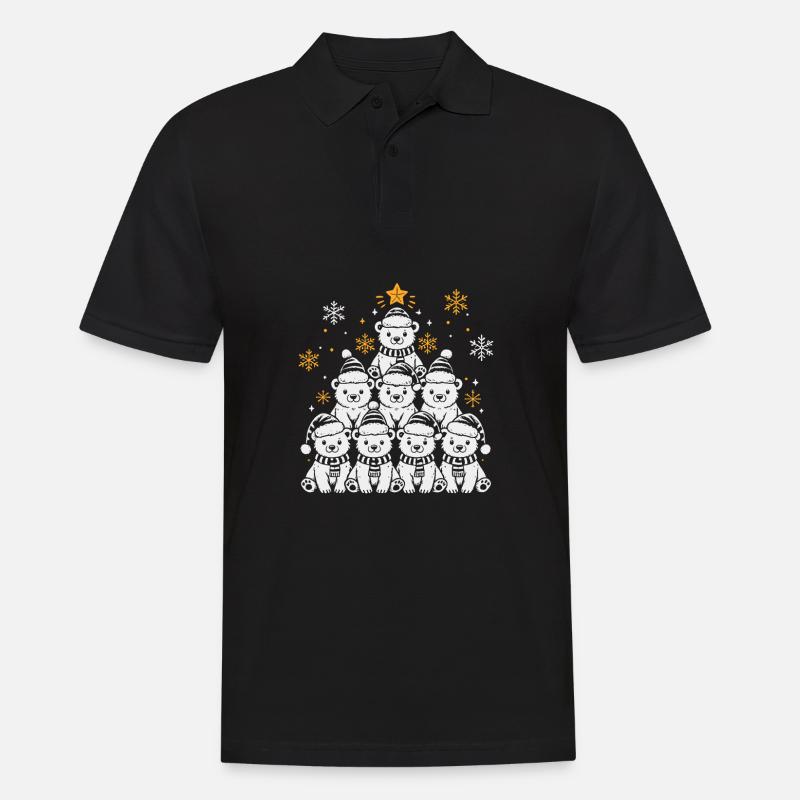 Weihnachtsbaum Eisbär - Männer Poloshirt - Schwarz