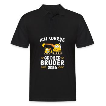 Ich werde großer Bruder 2026 Bagger - Männer Poloshirt - Schwarz - Vorne - Kai (181cm)