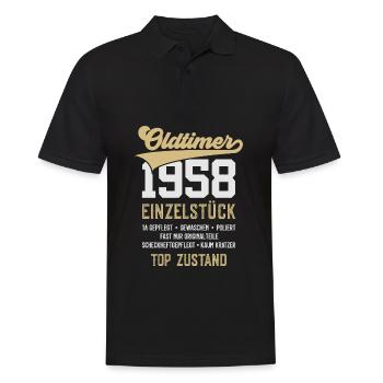 68. GEBURTSTAG OLDTIMER 1958 - Männer Poloshirt - Schwarz - Vorne - Kai (181cm)
