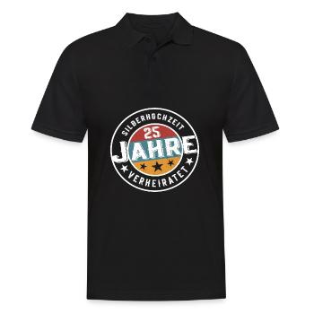 Silberhochzeit 25 Jahre Verheiratet Hochzeit - Männer Poloshirt - Schwarz - Vorne - Kai (181cm)