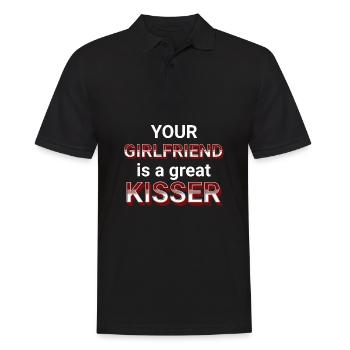 Deine Freundin ist ein toller Küsser funny Spruch - Männer Poloshirt - Schwarz - Vorne - Kai (181cm)