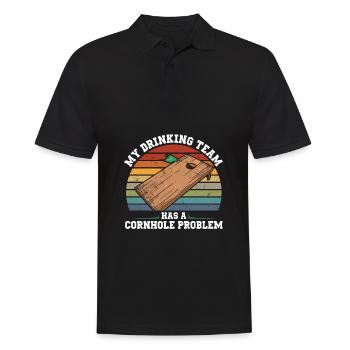 Cornhole Sprüche | Cornhole Geschenke für Männer - Männer Poloshirt - Schwarz - Vorne - Kai (181cm)