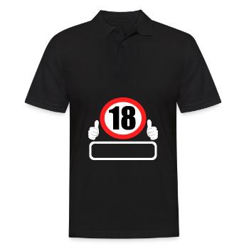 18 Birthday Traffic sign 18 years Your name - Men's Polo Shirt - black - Front - Kai (181cm)