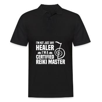 Reiki Heilungen | Reiki Meister Yoga Geschenkideen - Männer Poloshirt - Schwarz - Vorne - Kai (181cm)
