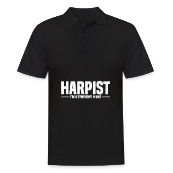 Harfenspieler | Harfe Harfenist Band Geschenkidee - Männer Poloshirt - Schwarz - Vorne - Kai (181cm)