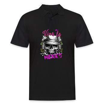 Viva la Mexico, gift idea, skull - Men's Polo Shirt - black - Front - Kai (181cm)