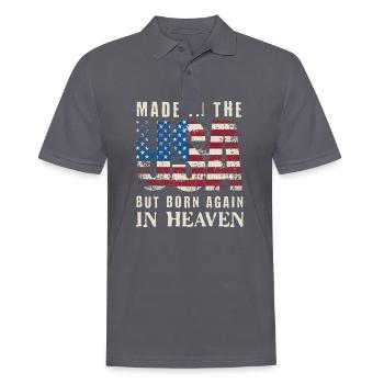 Made in USA but Born in Heaven - Men's Polo Shirt - charcoal grey - Front - Nico (186cm)