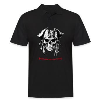 Pirate Skull 07 2024 B Zeichenfläche 1 Kopie - Männer Poloshirt - Schwarz - Vorne - Kai (181cm)