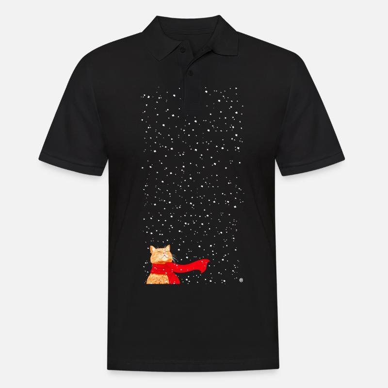 Schneekatze getigert (lang) - Männer Poloshirt - Schwarz