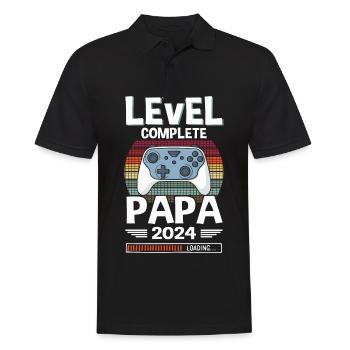 Level Complete Papa 2024 Werdender Vater - Männer Poloshirt - Schwarz - Vorne - Kai (181cm)