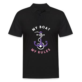 Mon bateau Mes règles Ancre et cordage - Polo Homme - noir - Devant - Kai (181cm)