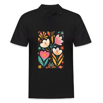 Motif floral Otomi Art culturel - Polo Homme - noir - Devant - Kai (181cm)