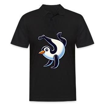 Pingouin Équilibre sur les mains Mignon Comique Gymnastique - Polo Homme - noir - Devant - Kai (181cm)