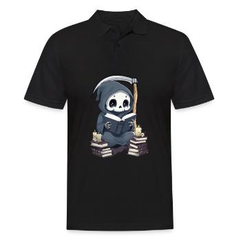 Grim Reaper Bookworm with Scythe - Men's Polo Shirt - black - Front - Kai (181cm)