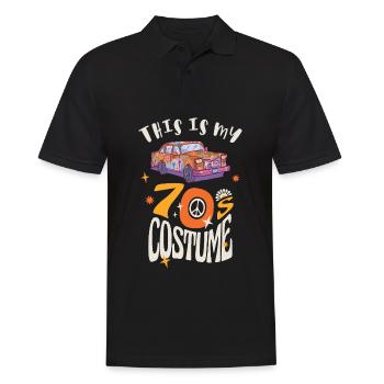 Das ist mein 70er Jahre Kostüm - Männer Poloshirt - Schwarz - Vorne - Kai (181cm)
