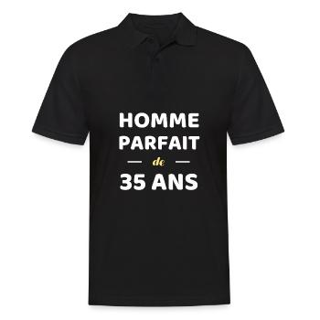 homme parfait de 35 ans cadeau anniversaire humour - Polo Homme - noir - Devant - Kai (181cm)